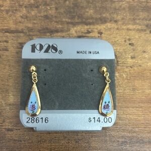 1928 Gold and Blue Floral Earrings